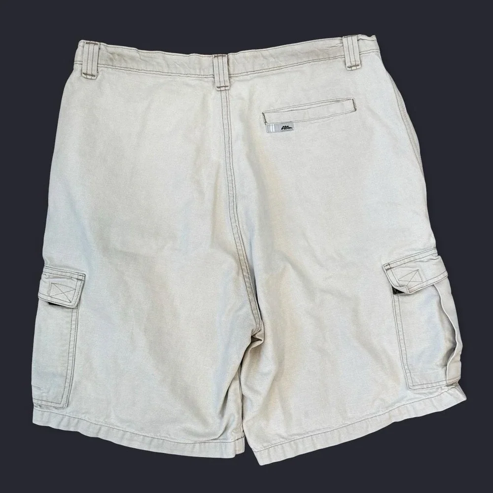 Vintage No Fear Khaki Cargo Shorts Men's 36x9 Skater Surfer Grunge 90s Y2K VTG